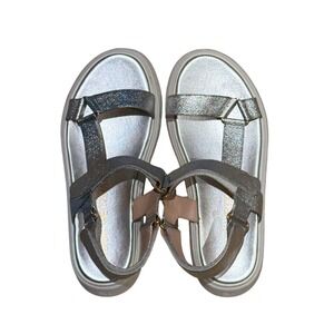 Stuart Weitzman Silver Glitter Platform Sandals Women's US 8.5 C
